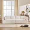 Boneless Modular Sofa, Modern Living Room Sofa with Deep Seat, Comfortable Corduroy Cloud Sofa, Suede Two-seater Sofa, White