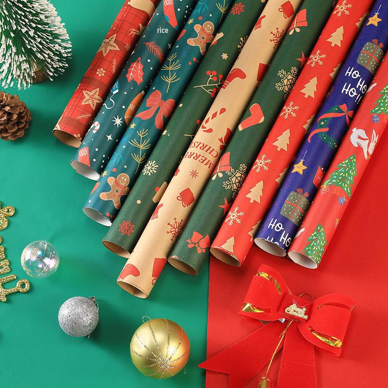 Christmas Gift Wrap: Thick Kraft Paper with Tree & Elk Design