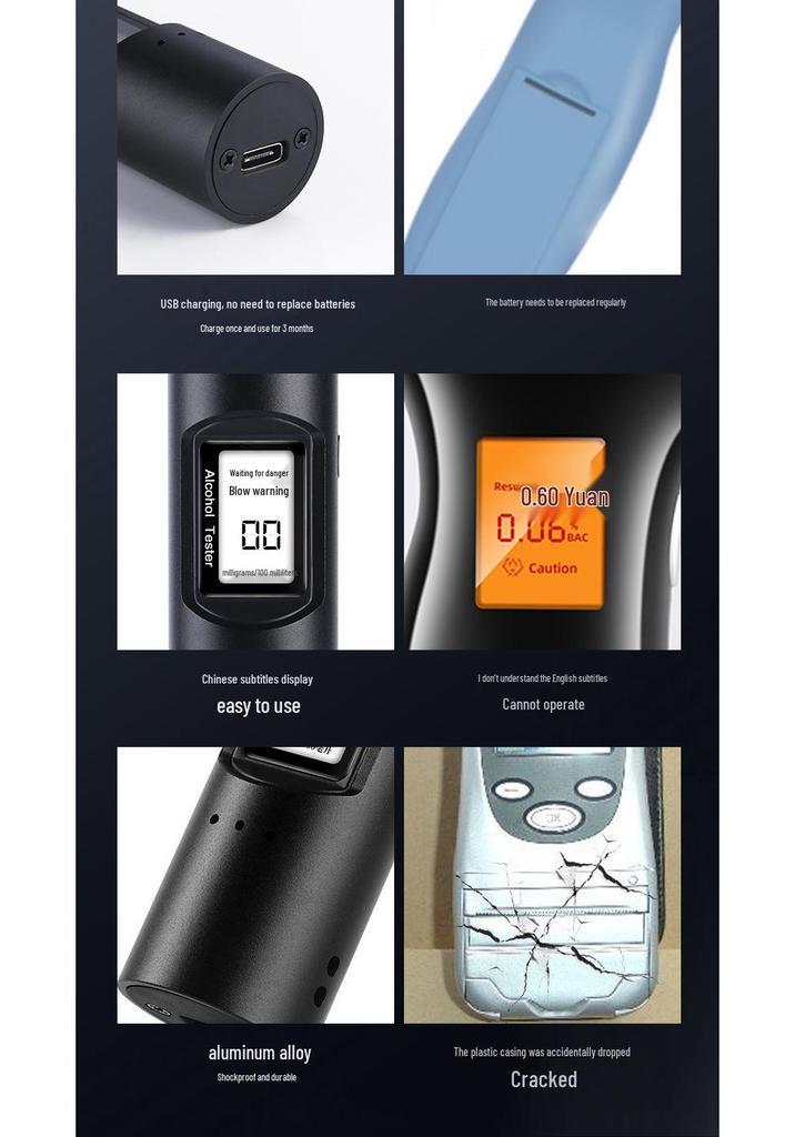 Portable Breathalyzer Alcohol Concentration Tester