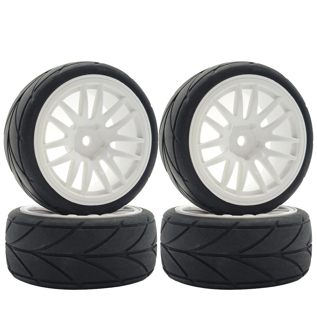 1/10 RC Racing Tires & Wheel Rims Hub 12mm Hex for 1:10 RC On Road Car Tamiya TT01 TT02 XV01 XV02 PTG-2 TA06 HSP HPI Kyosho