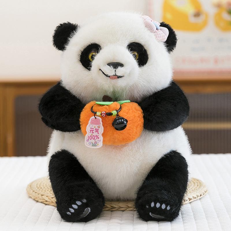 

New giant panda doll auspicious doll doll simulation travel souvenir holding persimmon panda doll 35cm [random pendant 0.5kg]