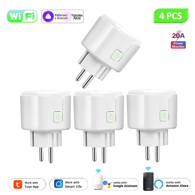Wifi Smart Plug 20a Eu Socket Wireless Power Monitor Sockets Outlet Work With Alexa Google Home Tuya Smartlife Smart Home