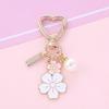 Charming Two Tone Flower Initial Pearls Keychain Key Rings Pendant Charm Adds Personality to Bags, Keys, and More