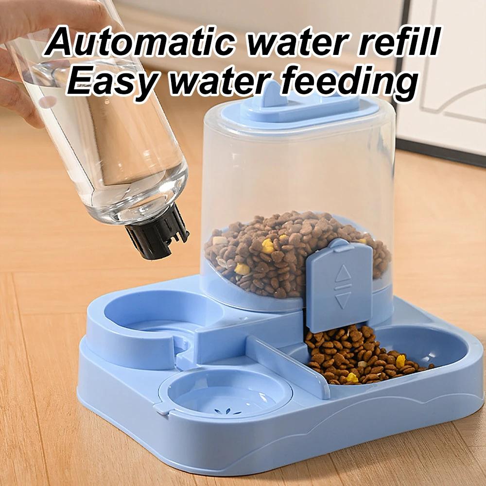 1 PC 2-in-1 Automatic Feeder with Controllable Food Amount for Small Animal Pets Rabbits Cats Dogs Feeder Bowl with Drink Bottle