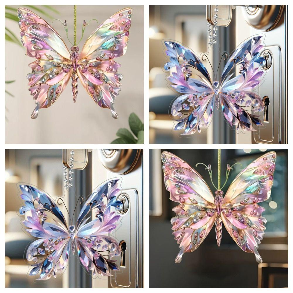 2D Car Accessories Butterfly Shape Home Decoration New Rear View Mirror Charm  Gift