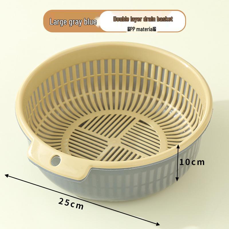 Dual-Layer Kitchen Storage Basket: Drainable, Multi-Purpose for Fruits & Vegetables