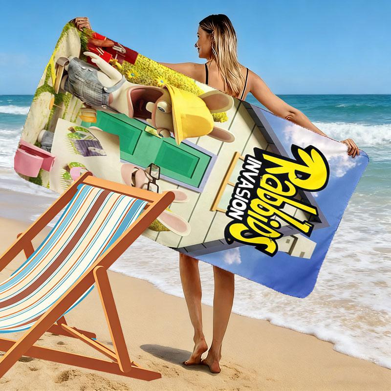 Rabbids Invasion Spark Print Beach Towel, Large Soft Quick Dry Towel for Beach Camping Swimming