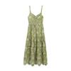 2025 Summer Women's European and American Style Hollow-out Embroidery Midi Dress with Spaghetti Straps