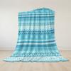 Blue Tribal Striped Patterns Flannel Blanket Warm Soft Halloween Christmas Couch Warm Cozy Decorative Decor Gift for All Season