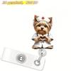 Nurse Puppy ID Badge Holder, Retractable Badge Reel Pin, Durable Acrylic Card Holder for Medical Students & Nurses,Cartoon Dog Nurse Work Accessories