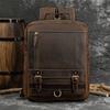 Men'S Genuine Leather Backpack Crazy Horse Leather Retro Flip Backpack First Layer Cowhide Student Schoolbag Going Out Travel Bag
