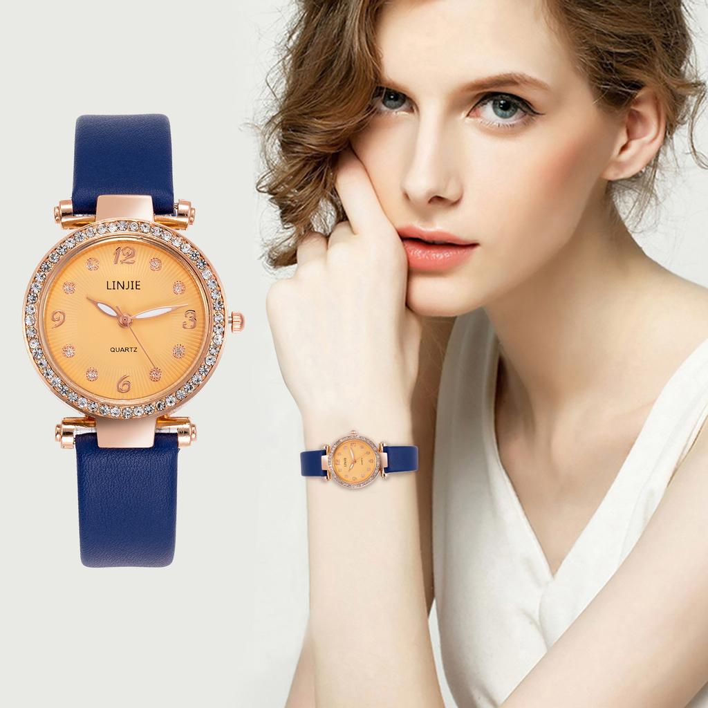 Buy Women Watch Christmas Diamond Leather Band Analog Quartz Fashi