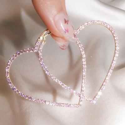 Fashion Cute Heart Pink Mini Stone Earring Wedding Party Jewelry