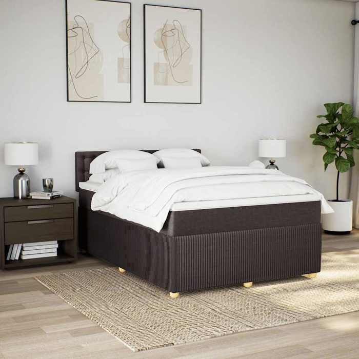 Exclusive House - Slatted Bed Base with Mattress Dark Brown 140x190 Cm