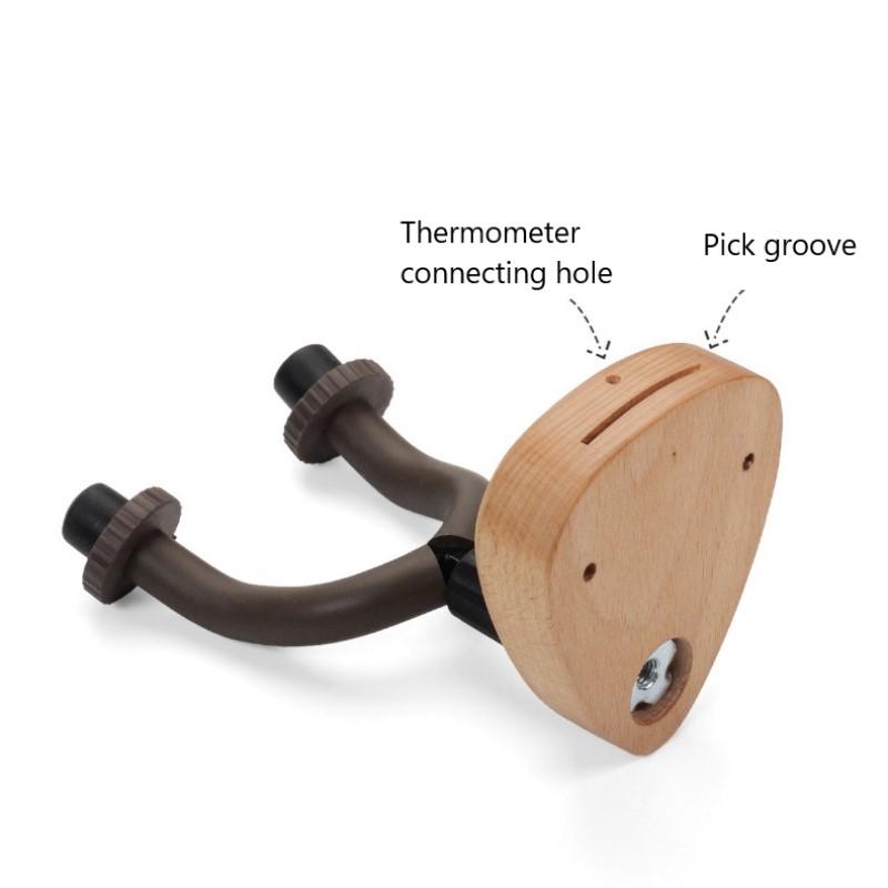 Wooden Guitar Hook Hanger with Hygrometer Display Wall Mount Guitar Stand Holder Bass Electric Guitar Ukuleles Universal Bracket