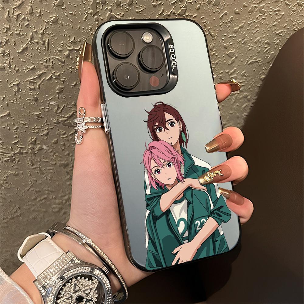 Momo Ayase D-Dandadans Handyhülle Für iPhone 16,15,14,13,12,11,Pro,Max,Plus,Mini,XS,SE Anti-Fall Schwarz Matt Hartes Bumper