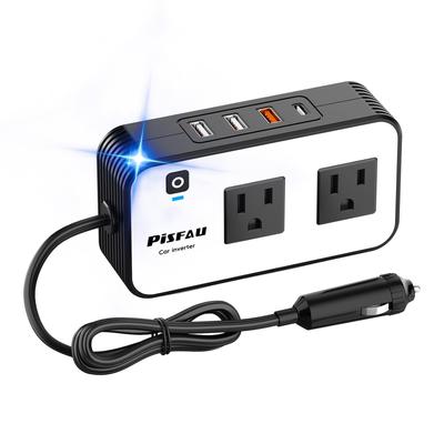 PiSFAU 200W Cigarette Lighter Converts DC12V To Car Inverter with 20W USB Fast Charging Dual Laptop Car Charger Inverter, Outlet, AC100V, USB-C,