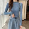 Women Spring Autumn Winter Half High Collar Pullovers Sweaters Jumper Primer Shirt Full Sleeve Short Slim-fit Tight Bottoming Knit Chic Solid One Size