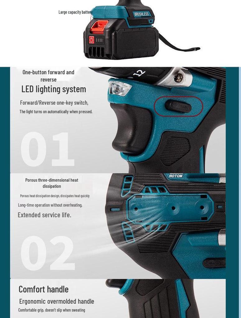 Multi-Purpose Electric Drill & Screwdriver Set with Impact Function