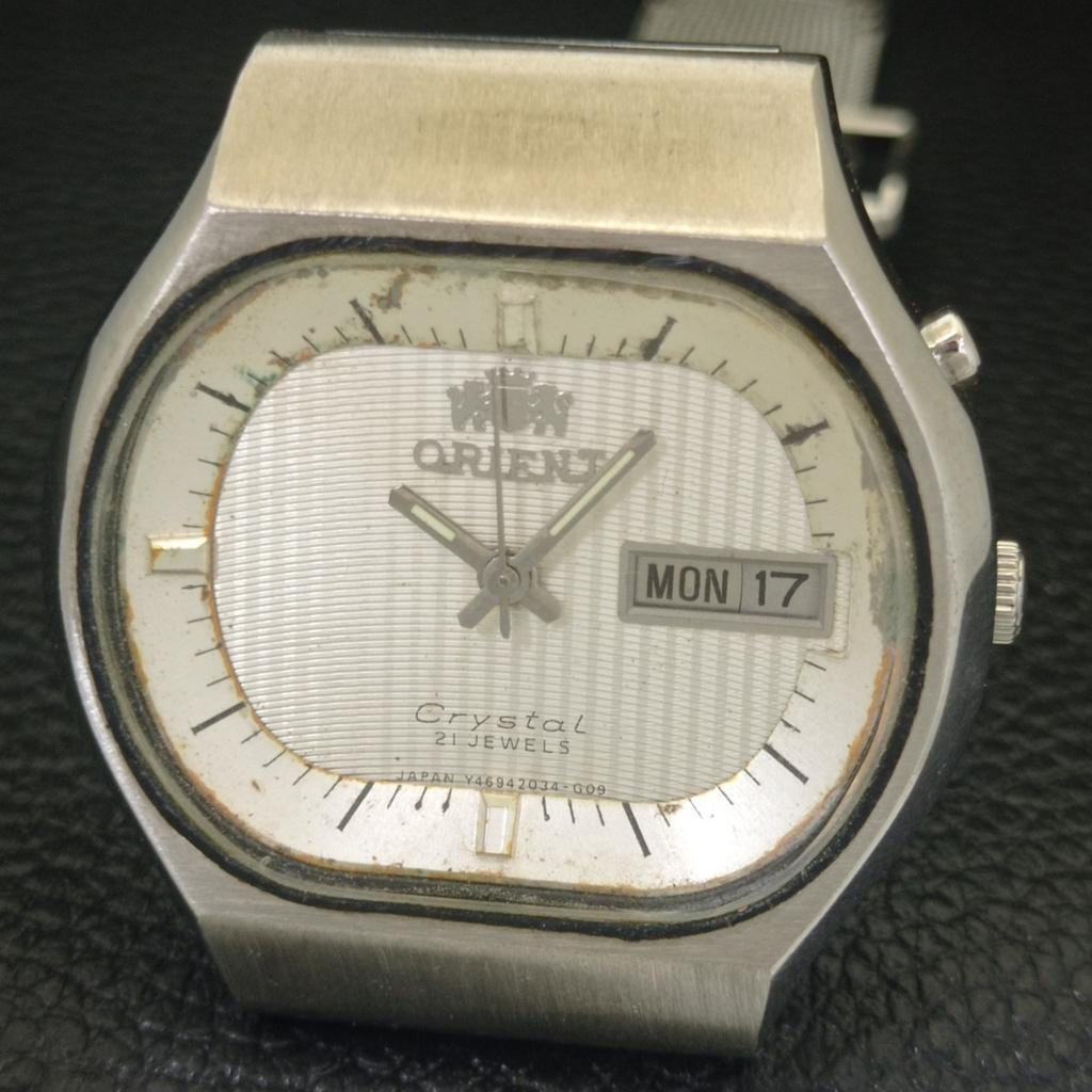VINTAGE ORIENT CRYSTAL AUTOMATIC JAPAN 46941 HERREN ORIGINAL ZIFFERBLATT UHR a703346-1