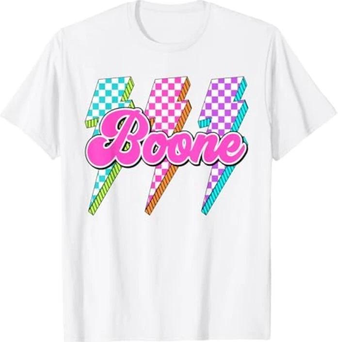 Boone Lightning Bolt Checkered I Love Boone 80 s Vintage T-Shirt S