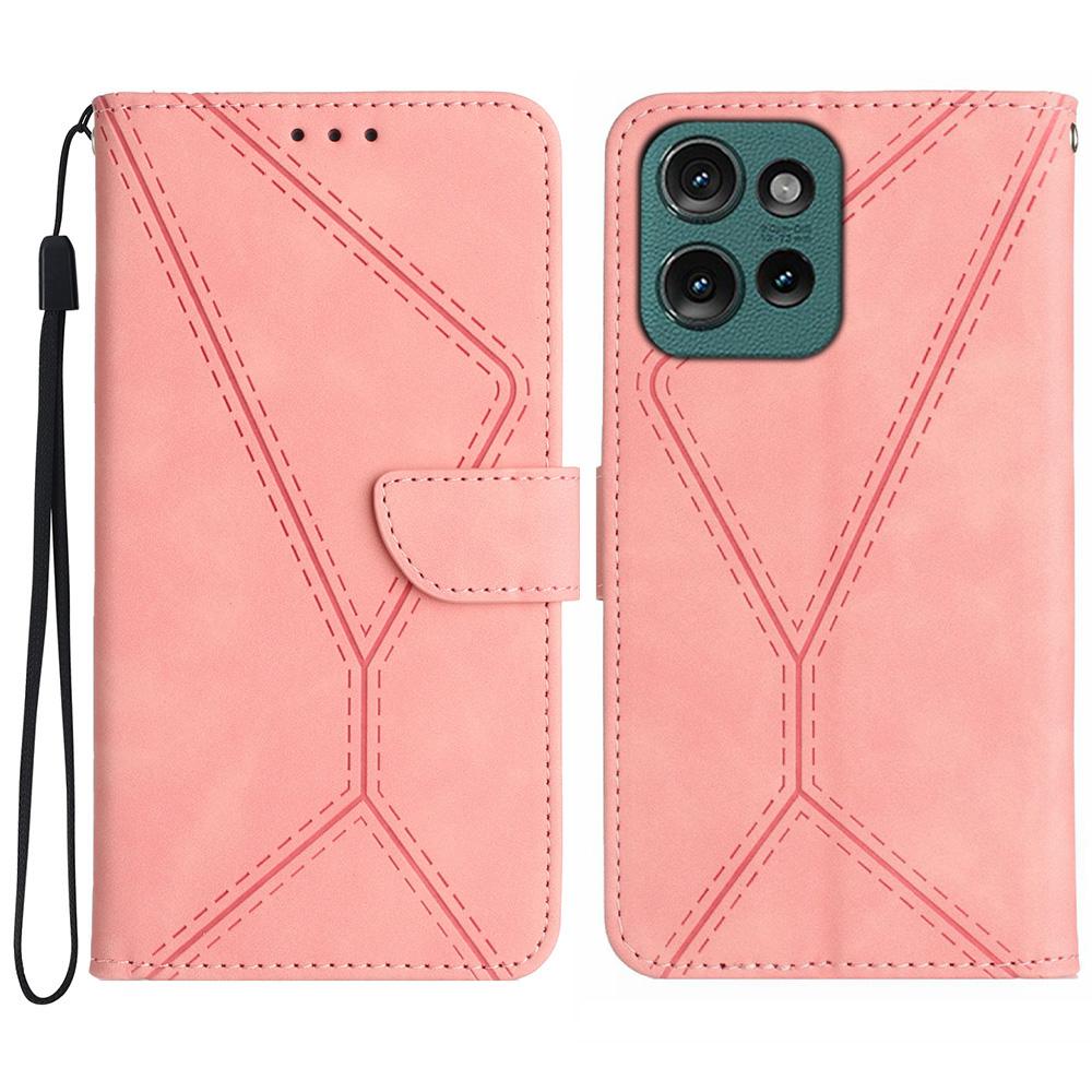 HT05 For Motorola Moto G75 5G Case Skin-Touch Lines PU Leather Flip Phone Cover