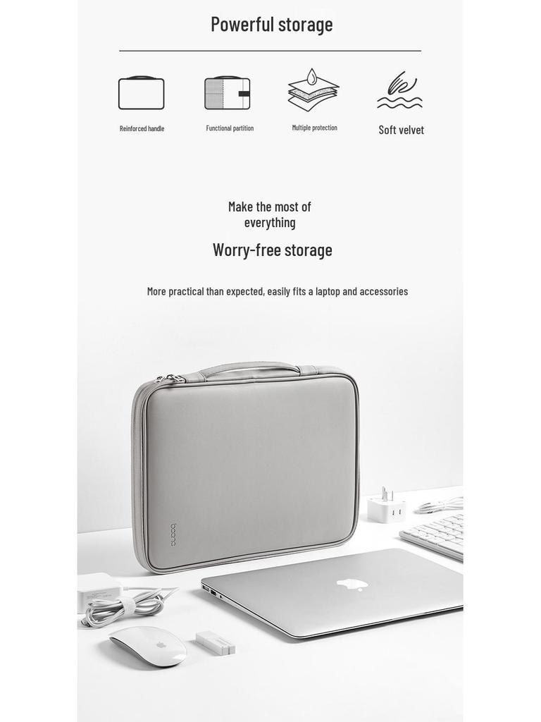 14-Inch Full Open Leather Laptop Sleeve for MacBook, Lenovo, Huawei