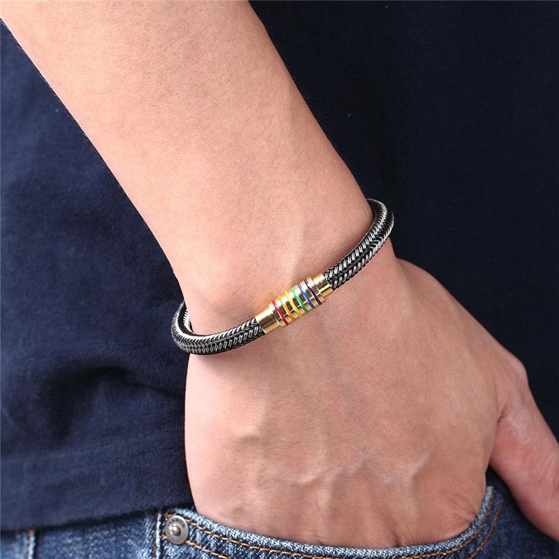 2026 Hand-woven Steel Wire Bracelet Magnet Buckle Bracelet European and American Bracelet