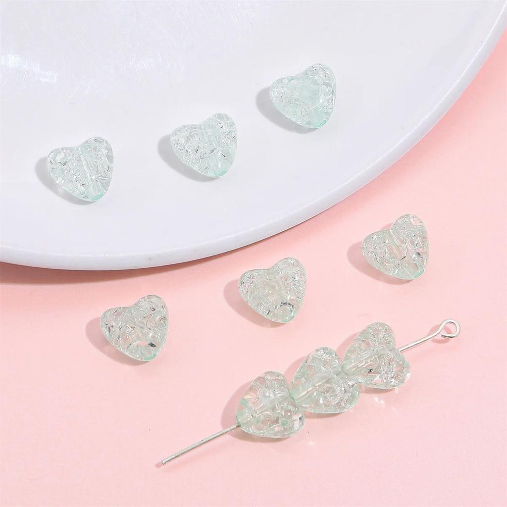TX23 70pcs 10x9mm Candy Color Petite Acrylic Minimalist Inner Peach Heart Charm Bead DIY Handmade Jewelry Bracelet Accessories