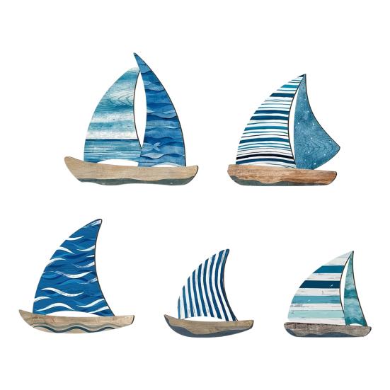 Wood Nautical Wall Decor Vintage Sailboat/Fish Wall Art Coastal Theme Wall Sculpture for Home Lake House Ocean Bathroom Decor