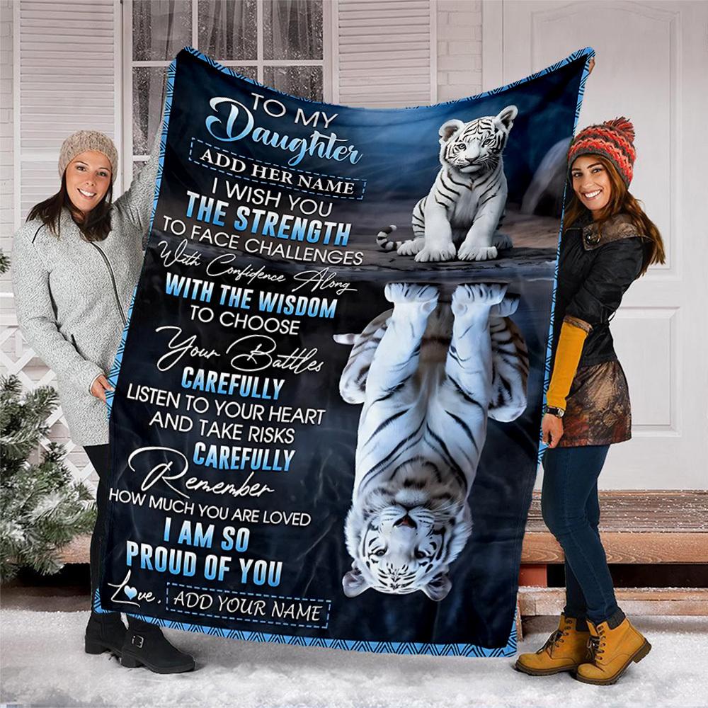 1pc Motivational Gift for Daughter Print Outdoor Blanket, Lightweight Polyester,