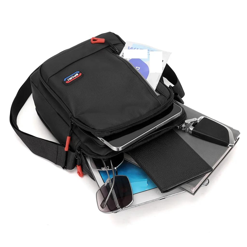 Men's fashion Oxford cloth shoulder bag multifunctional cell phone change document storage diagonal cross bag