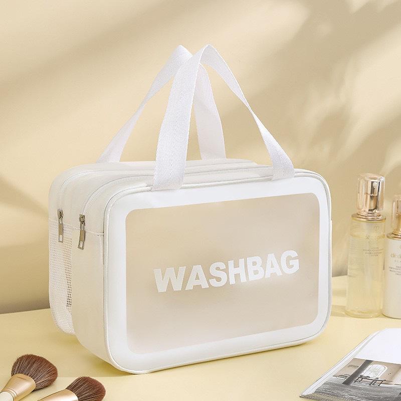 Waterproof Toiletry Bag: Women's Large Capacity Makeup & Cosmetics Travel Bag, Wet/Dry Separation, Portable Handheld Design.