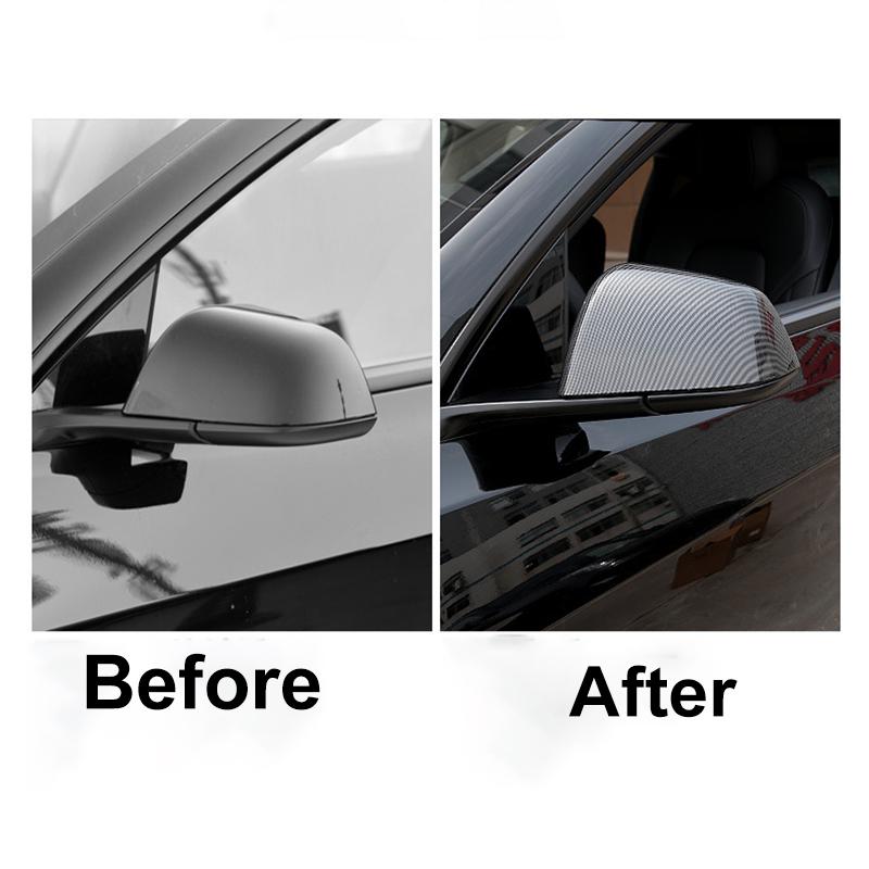Pasta z uhlíkových vláken Boční kryt zrcátek dveří pro Tesla Model Y Auto Exteriérové ​​příslušenství Boční kryty Zadní kryt Model Y Příslušenství