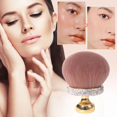 Pennello da Trucco a Fungo con Manico di Strass Pennello Applicatore Autoabbronzante Multiuso Pennello per Cipria in Polvere Fard Viso Corpo Cosmetico