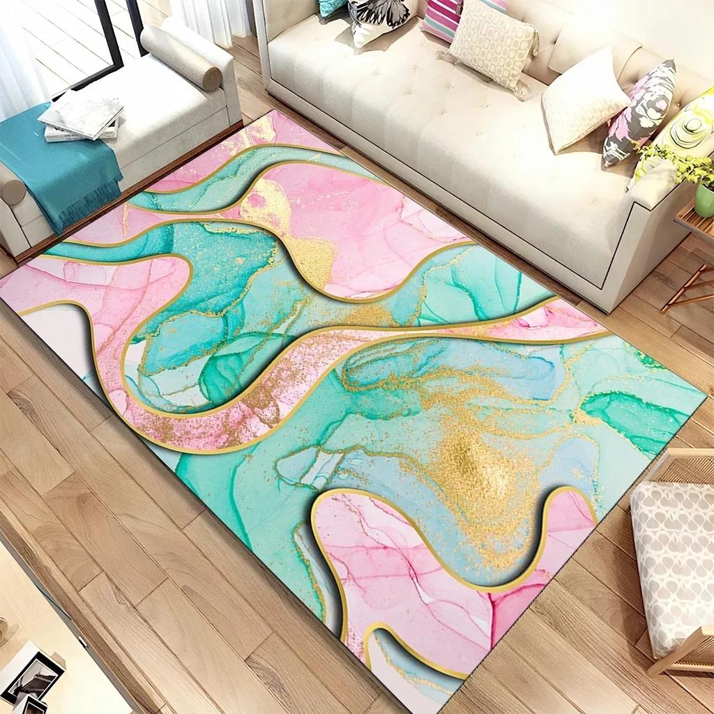 Colour Gold Nordic Marble Splendid Area Rug Large Carpet Marbling Rugs for Home Living Room Bedroom Decor Door Mat Floor Mats