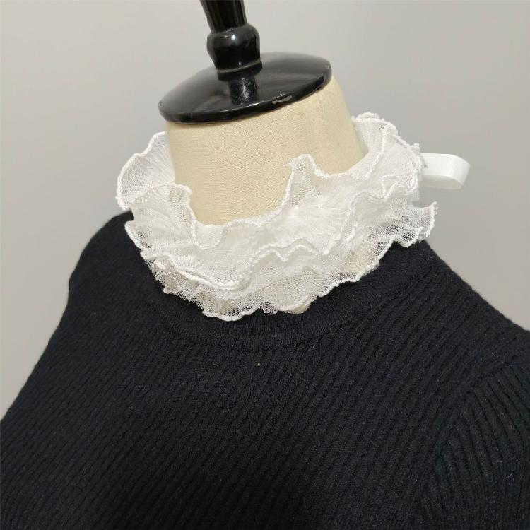 Vintage Neck Ruff Collar Victorian Layered Ruffled Mesh Choker with Ties Bandage for Women Girls Clothing Accessory