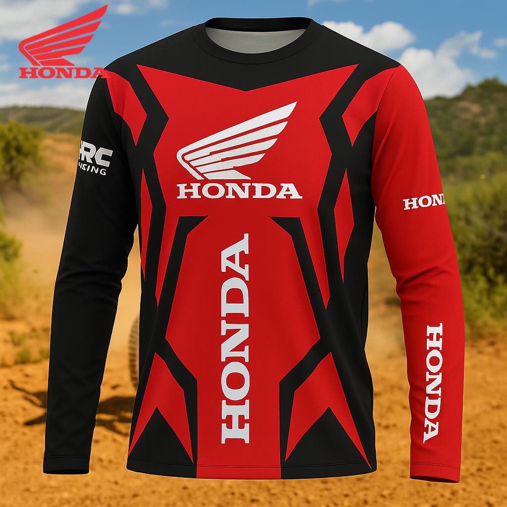 Honda 26 New Quick-Dry Men's Motorcycle Long Sleeve Breathable Riding T-Shirt Suitable for Off-Road Outdoor Riding
