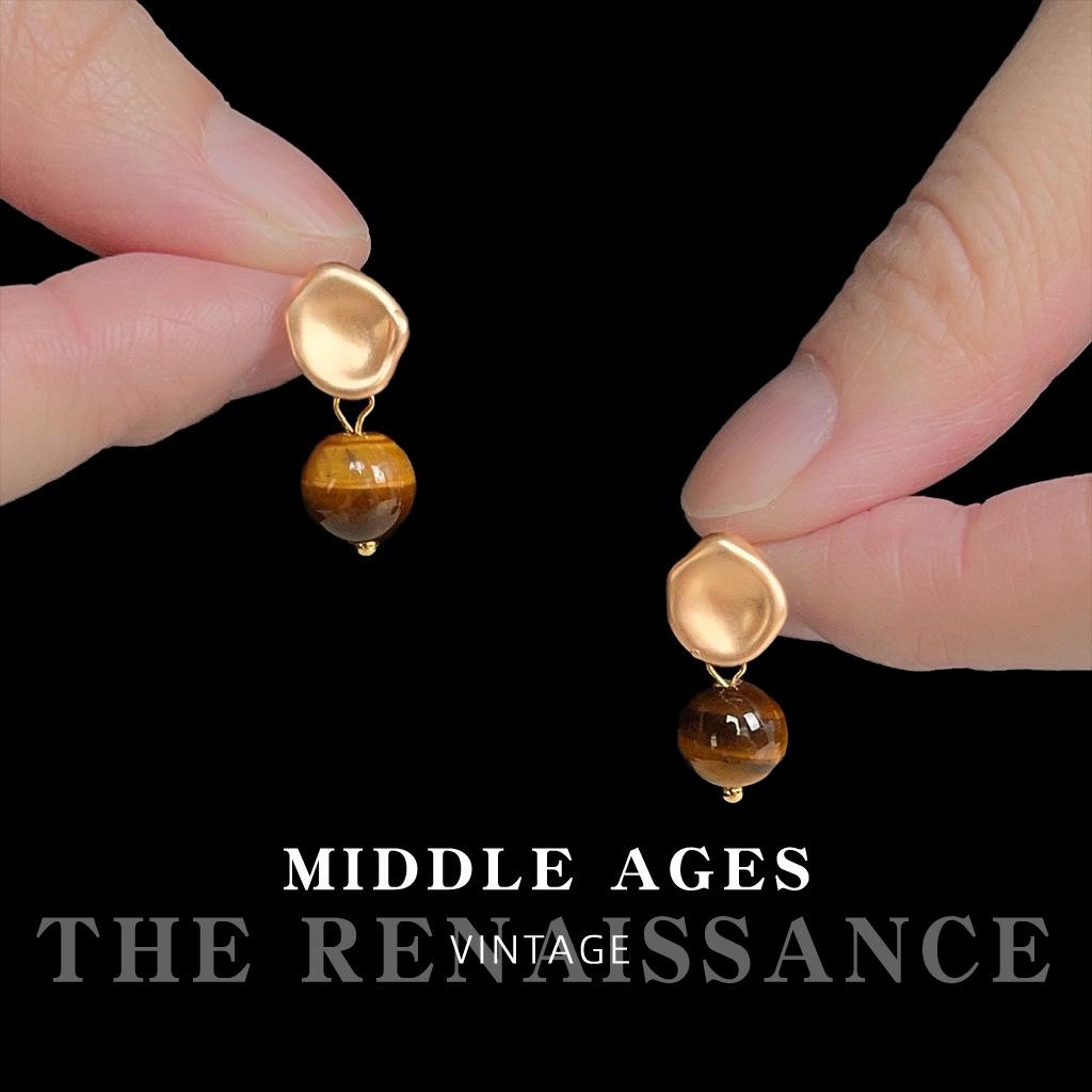 Серьги из натурального камня тигровый глаз в средневековом стиле, ретро серьги в стиле Майяр, модные серьги в стиле легкой роскоши для женщин