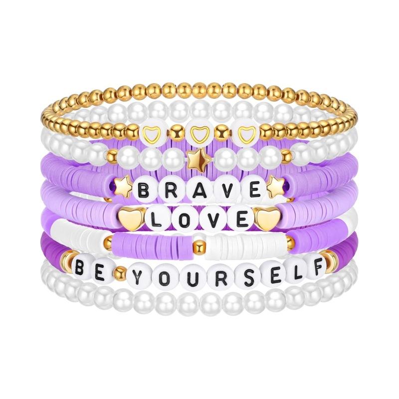 JYL TS Bracelet Stackable Elastic  Letter Beads Inspires Joy & Optimism Daily 7 мерцающие румяна