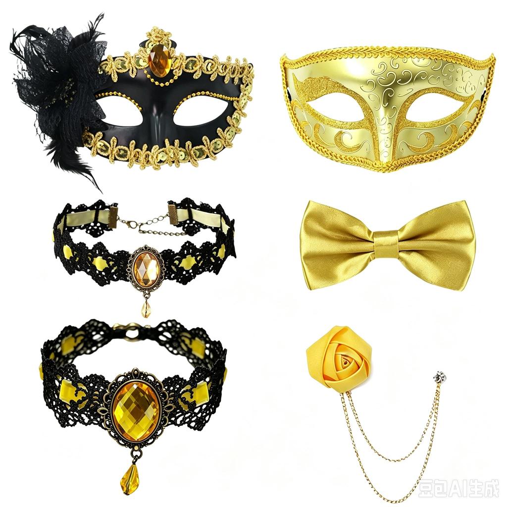 Maskenball-Masken-Set für Herren Damen, Halloween-Party-Kostümzubehör