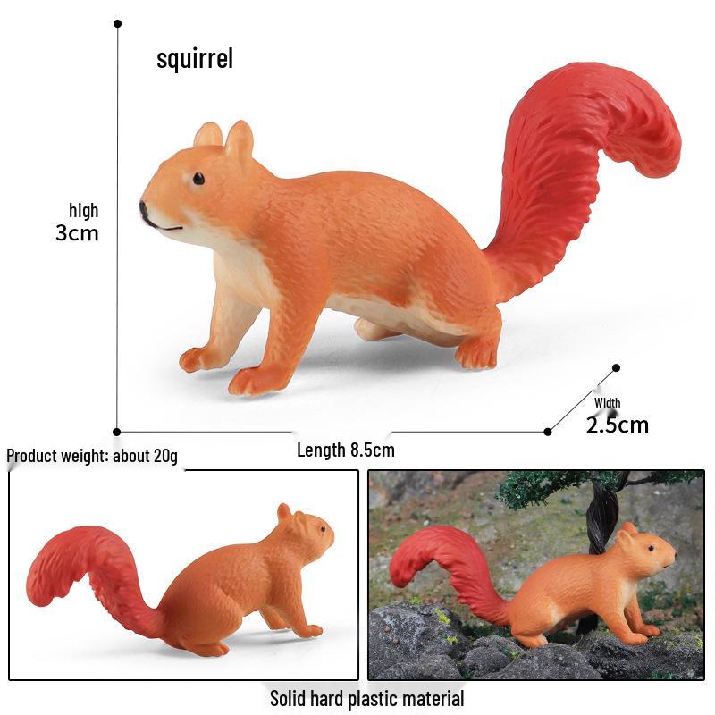 Miniatur-Dschungeltier-Simulationsspielzeug-Set: Reh, Fuchs, Eichhörnchen, Elch, Waschbär, Schwein, Kaninchen