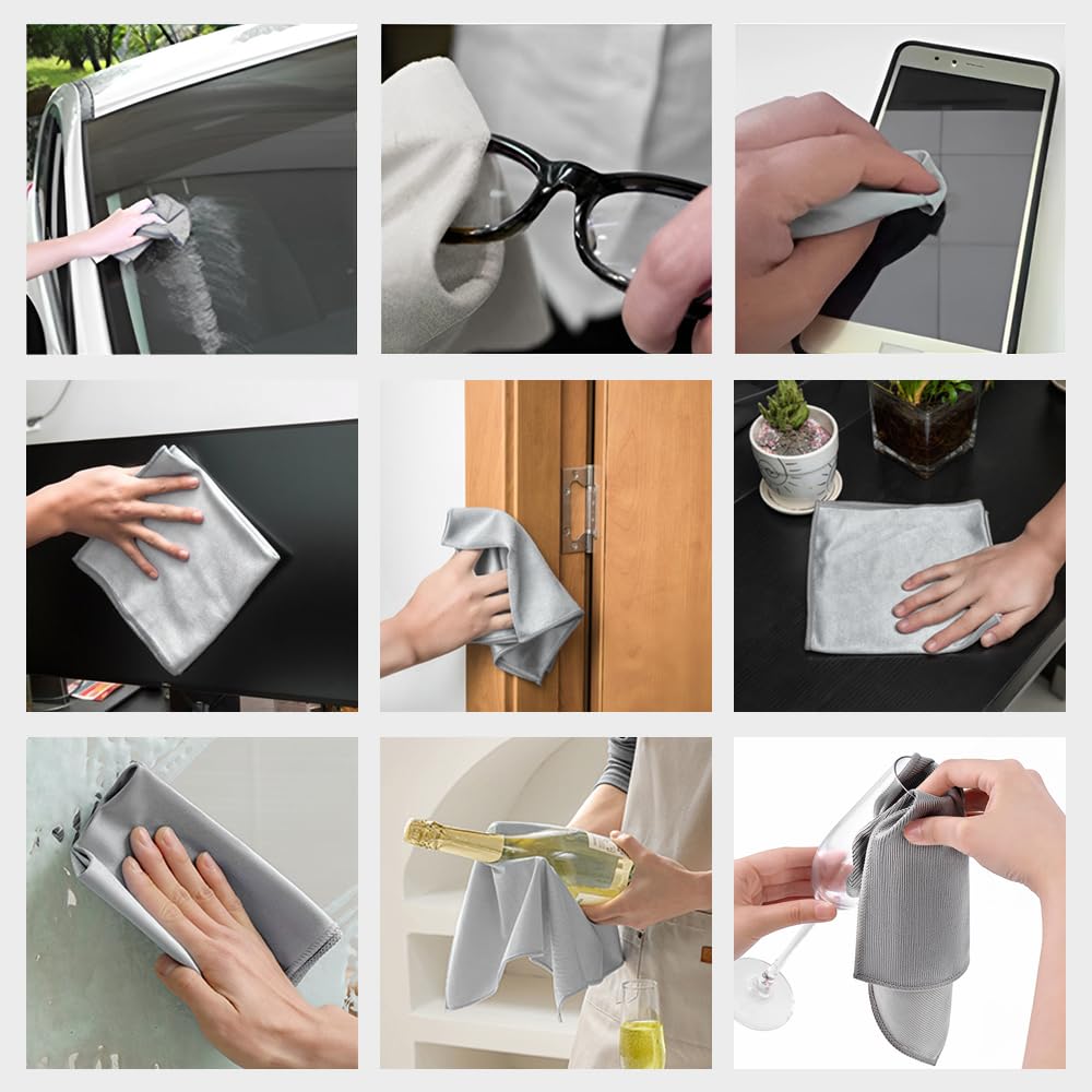 SensaBliss Ultra Microfiber Car Mirror Cleaning Car Glass Glass Window for Cleaning Smartphone and Gray Cloth, Window, Glass, Cloth, Wash, Towel,