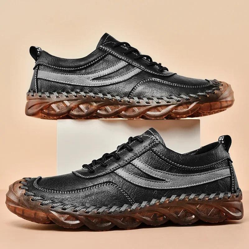 Outdoor Non-slip Leather Versatile Casual Shoes Men Classic Fashionable and Perfect Walk Work and Travel Stylish and Comfortable