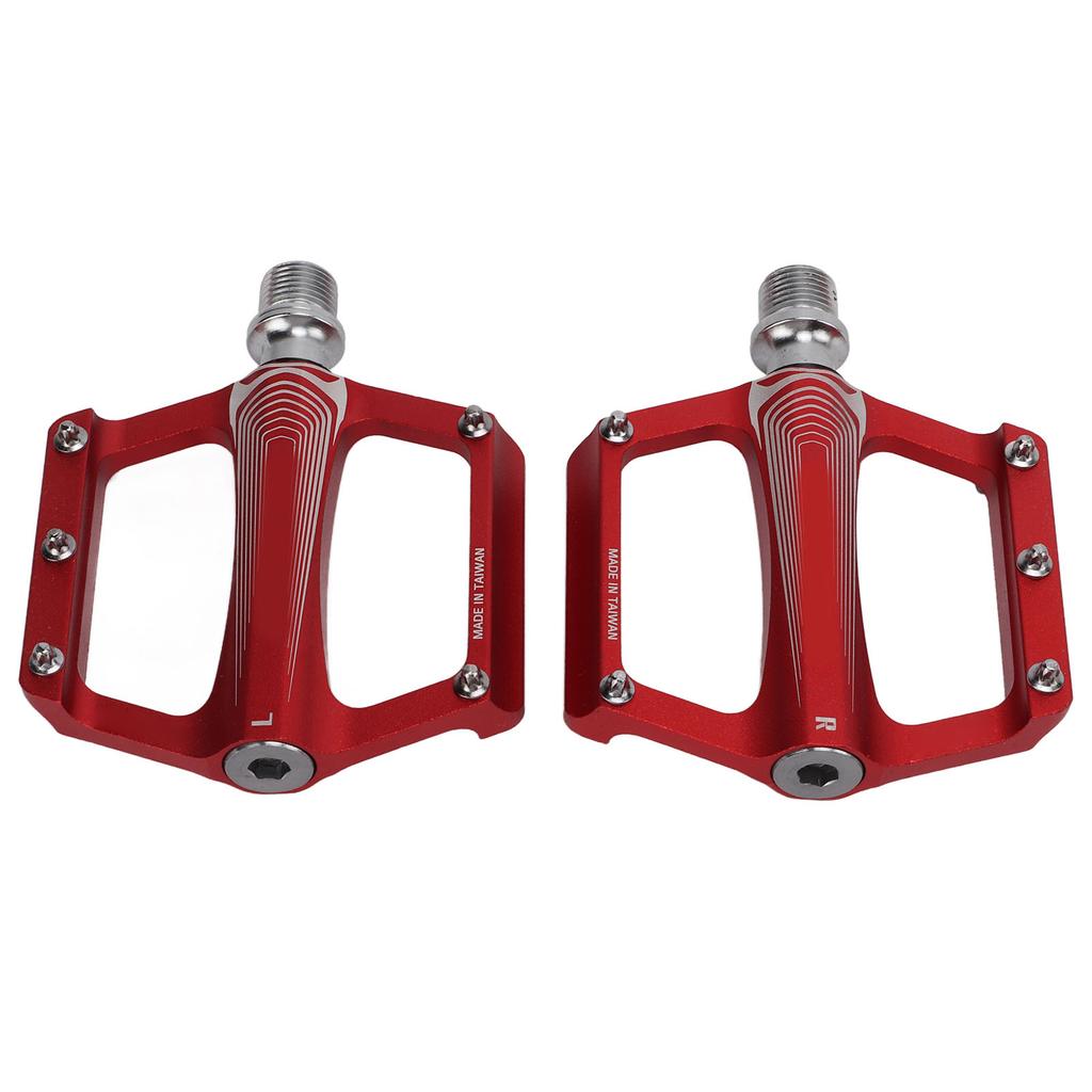 Enlee Bicycle Pedals Aluminum Alloy DU Bearing Bike Flat Pedal for Road Mountain BikesRed