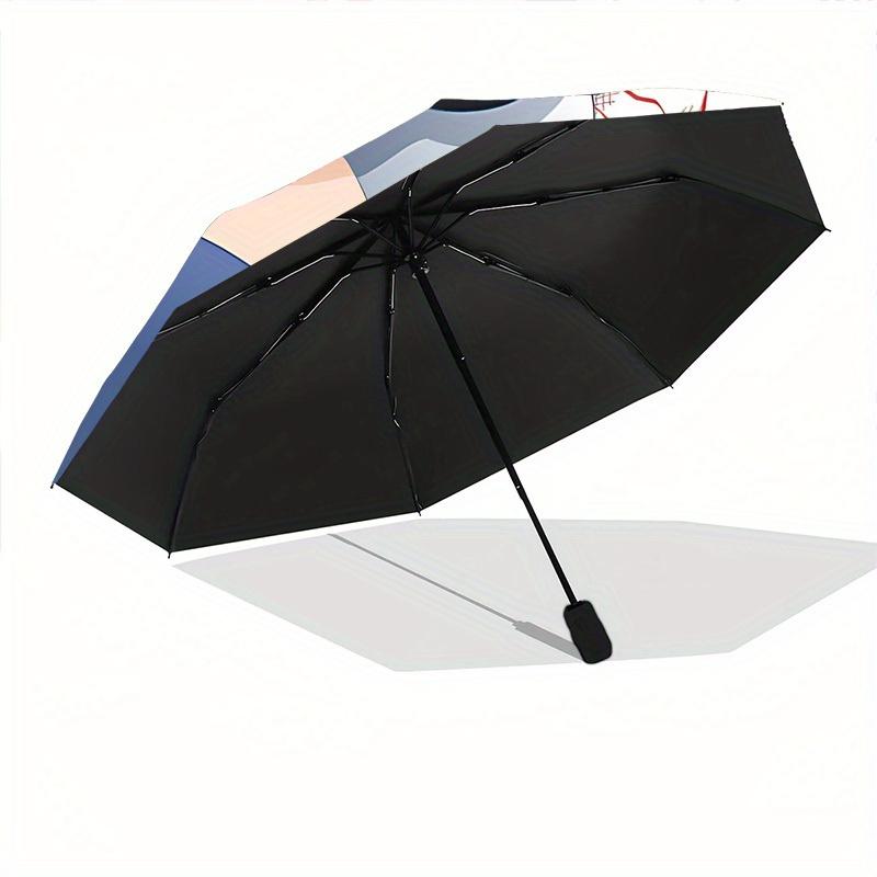 1pc Snow White Automatic Folding Umbrella - Portable Foldable Design with 8 Ribs, Durable Plastic & Iron Frame, Outdoor Umbrella yy250731025