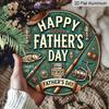 2D Flat, 1pc Vintage Aluminum Father'S Day Wall Sign | Circular Fishing Theme Rustic Decor with "Happy Father'S Day" Message, Wall Hanging, Reusable