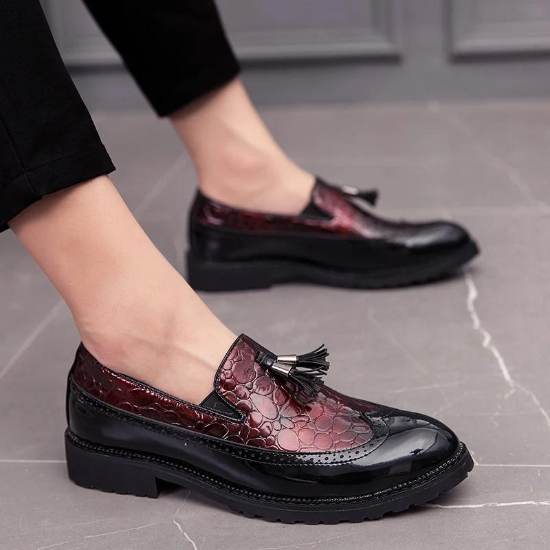 Fashion Leather Black Mens Casual Shoes Breathable Shoes Oxford Office Shoes For Men Luxury Dress Shoes Slipon Wedding Shoes For Men