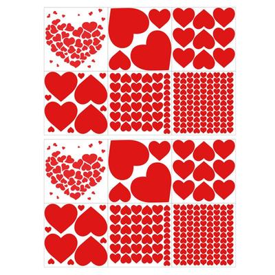 BESTonZON Wall Glass Perfect for Interior Atmosphere Photo Set of 12 Stickers, Heart-Shaped Stickers, Red, Removable, Cute, Valentine's Day, Weddings,