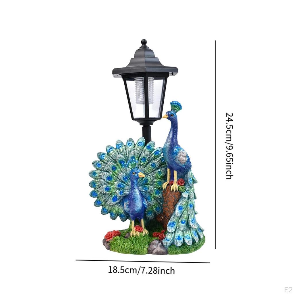 Garten Pfauenstatue Solarlicht Außendekor Langlebigkeit Kreative Harzskulptur Tierfigur